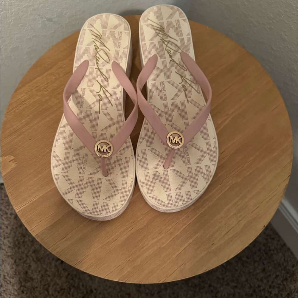 Michael Kors Blush Pink Logo Flip Flops